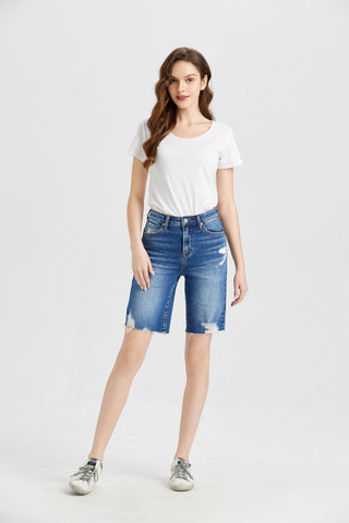 BAYEAS Full Size Super High Rise Denim Bermuda Shorts Trendsi