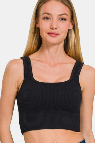 Zenana Ribbed Seamless Tank with Pads Trendsi