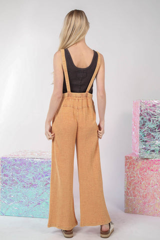 VERY J Texture Washed Wide Leg Overalls Trendsi