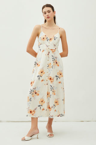 Be Cool Floral Button Down Cami Midi Dress Trendsi