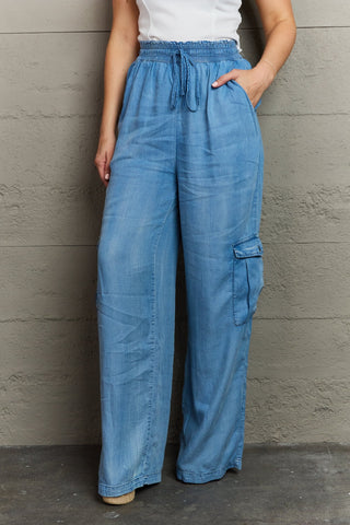 GeeGee Out Of Site Full Size Denim Cargo Pants Trendsi