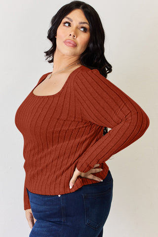 Basic Bae Full Size Ribbed Long Sleeve T-Shirt Trendsi