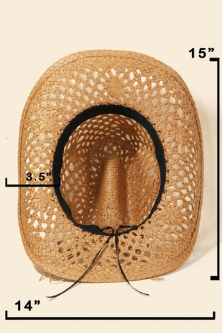 Fame Straw Weave Rope Ribbon Cowboy Hat Trendsi