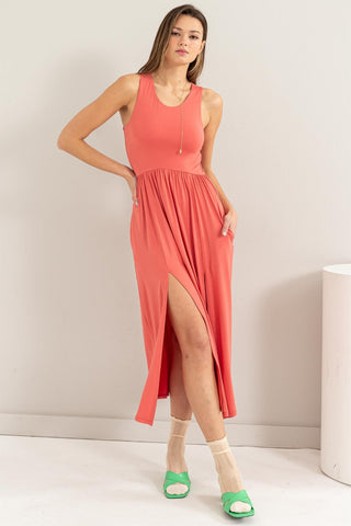 HYFVE Sleeveless Slit Midi Dress Trendsi