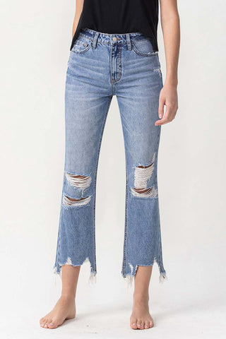 Lovervet High Rise Distressed Straight Jeans Trendsi