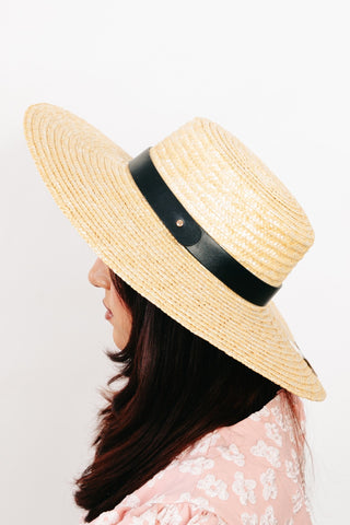 Fame Flat Brim Straw Weave Hat Trendsi