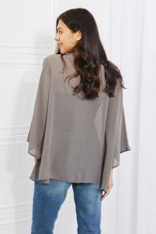 Melody Just Breathe Full Size Chiffon Kimono in Grey Trendsi