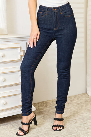 Judy Blue Full Size High Waist Pocket Embroidered Skinny Jeans Trendsi