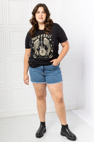 mineB Full Size Rock & Roll Graphic Tee Trendsi