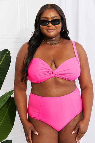 Marina West Swim Take A Dip Twist High-Rise Bikini in Pink Trendsi