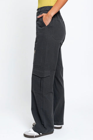 Le Lis High Waisted Wide Leg Cargo Pants with Pockets Trendsi