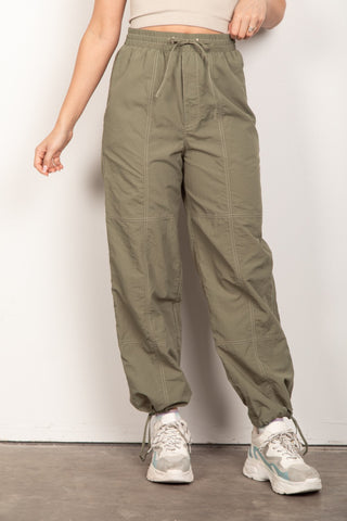 VERY J Drawstring Woven Parachute Joggers Trendsi