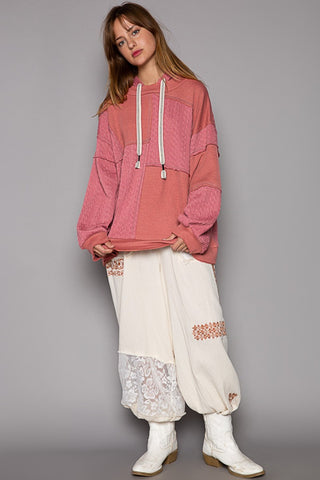 POL Exposed Seam Hooded Knit Top Trendsi