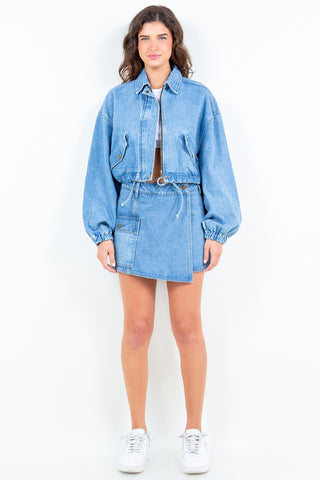 American Bazi Cargo Pocket Denim Skort Trendsi