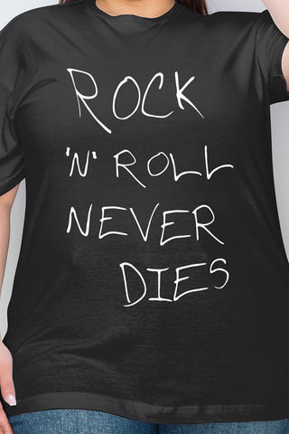 Simply Love Full Size ROCK N ROLL NEVER DIES Graphic T-Shirt Trendsi