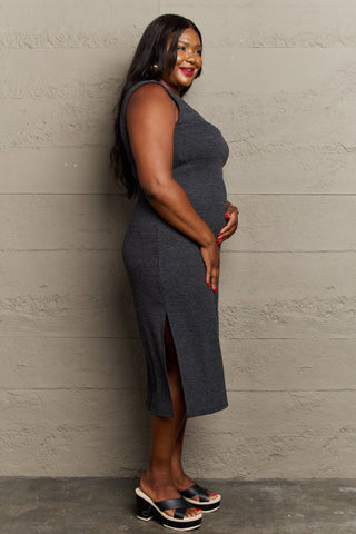 Sew In Love Full Size For The Night Fitted Sleeveless Midi Dress in Black Trendsi