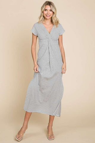 Culture Code Full Size Striped Twisted Detail Dress Trendsi