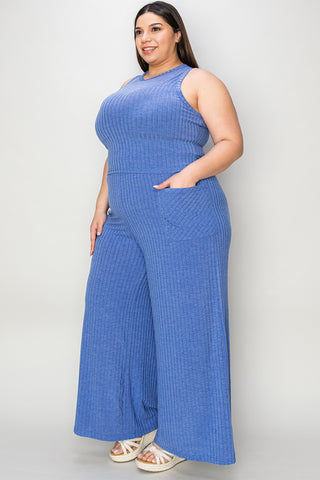 Basic Bae Full Size Ribbed Tank and Wide Leg Pants Set Trendsi