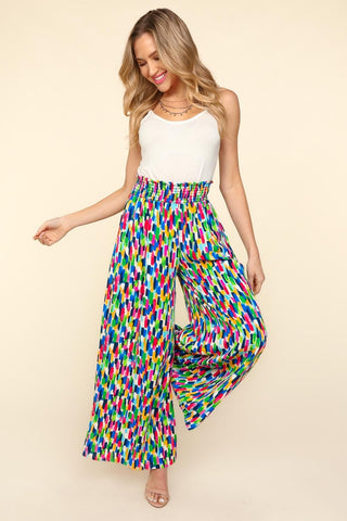 Haptics Smocked Waist Abstract Print Pants Trendsi