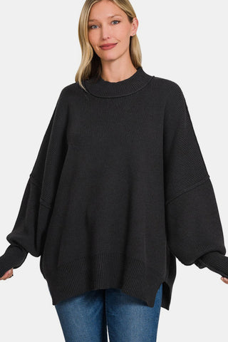 Zenana Side Sit Oversize Sweater Trendsi