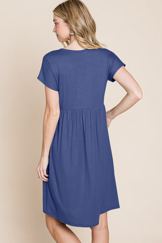 BOMBOM V-Neck Short Sleeve Dress Trendsi