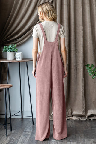 Heimish Full Size Ribbed Front Pocket Sleeveless Jumpsuit Trendsi