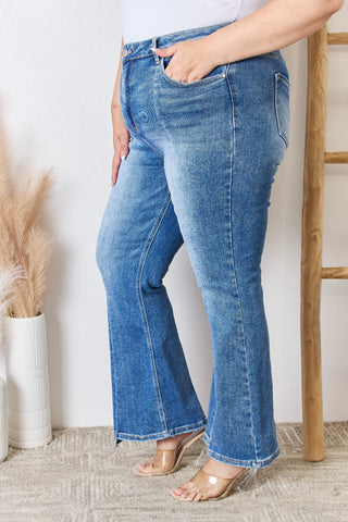 RISEN Full Size High Rise Ankle Flare Jeans Trendsi