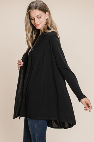 BOMBOM Open Front Long Sleeve Cardigan Trendsi