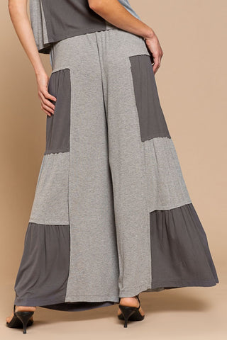 POL Ribbed Contrast Wide Leg Pants Trendsi