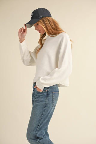 Mable Round Neck Dolman Sleeve Cropped Sweater Trendsi