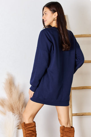 Zenana Oversized Round Neck Long Sleeve Sweatshirt Trendsi