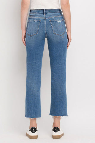 Vervet by Flying Monkey High Rise Frayed Hem Straight Jeans Trendsi