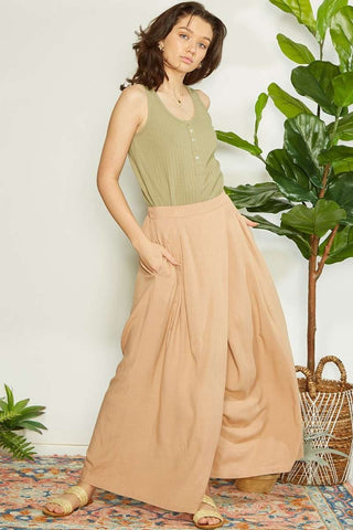 Mittoshop Wrap Pleating Detail Wide Leg Pants Trendsi