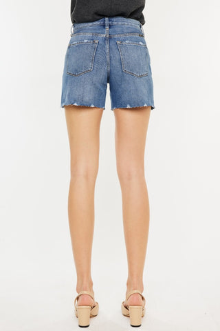 Kancan Distressed High Waist Denim Shorts Trendsi