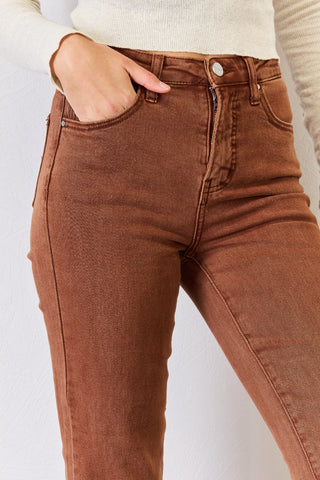 RISEN Full Size High Rise Tummy Control Straight Jeans Trendsi