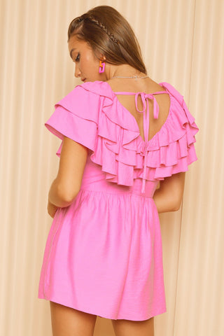 Idem Ditto Ruffled Layered Tie Back Romper Trendsi