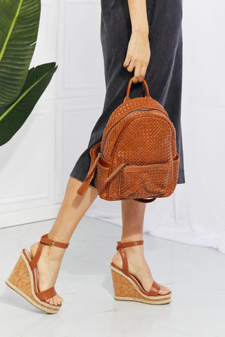 SHOMICO Certainly Chic Faux Leather Woven Backpack Trendsi