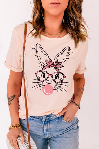 Rabbit Graphic Round Neck Short Sleeve T-Shirt Trendsi