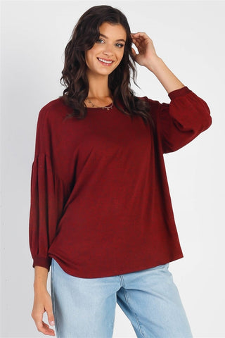 Cherish Apparel Drop Shoulder Puff Sleeve Top Trendsi