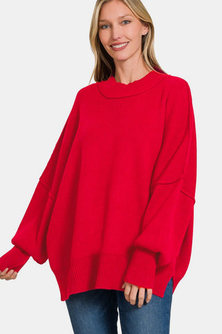 Zenana Side Sit Oversize Sweater Trendsi