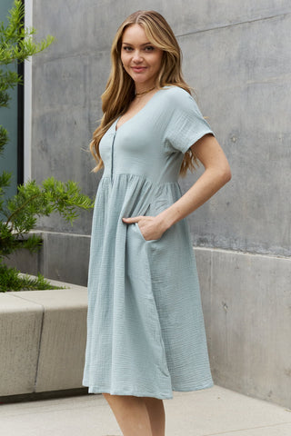 Sweet Lovely By Jen Full Size Button Down Midi Dress Trendsi