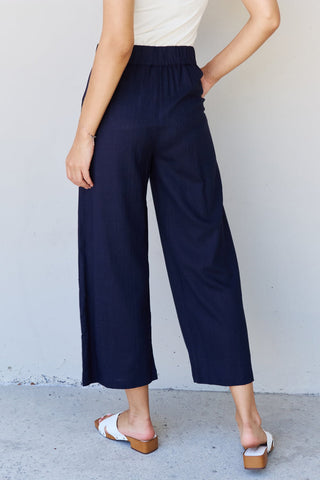 And The Why In The Mix Full Size Pleated Detail Linen Pants in Dark Navy Trendsi