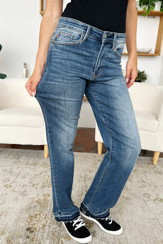 Judy Blue Full Size Mid Rise Release Hem Jeans Trendsi