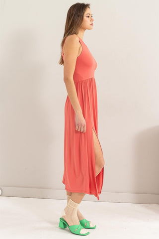 HYFVE Sleeveless Slit Midi Dress Trendsi