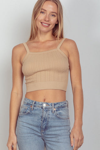 VERY J Cable Knit Seamless Cropped Cami Trendsi