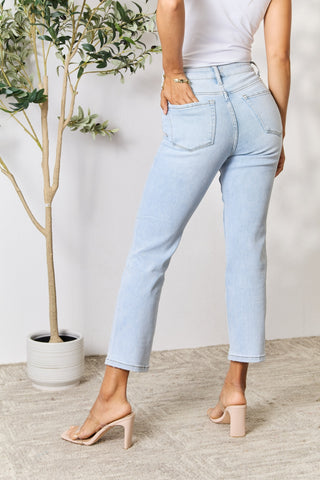 BAYEAS Full Size High Waist Straight Jeans Trendsi