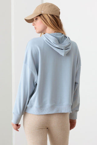 Le Lis Half Zip Drawstring Mock Neck Hoodie Trendsi