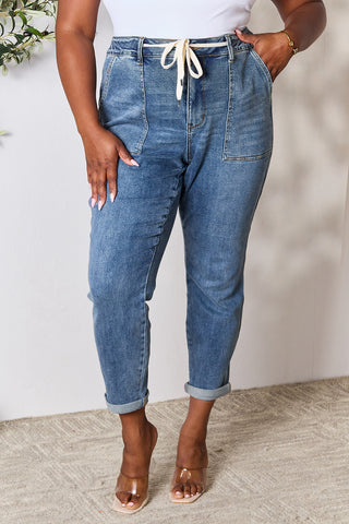 Judy Blue Full Size High Waist Drawstring Denim Jeans Trendsi