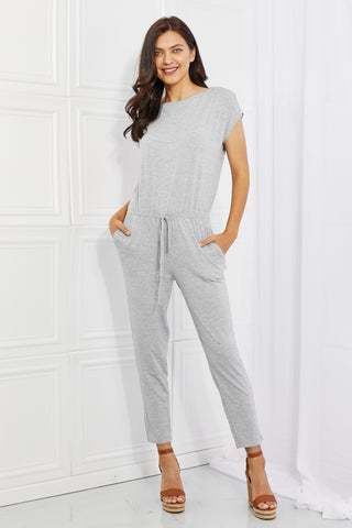 Culture Code Comfy Days Full Size Boat Neck Jumpsuit in Grey Trendsi