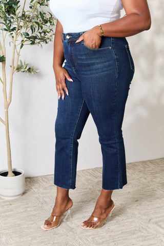 BAYEAS Full Size Raw Hem Straight Jeans Trendsi